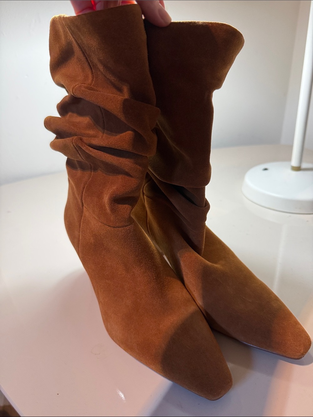 Vince Camuto Rust Brown Suede Slouch Ankle Boots